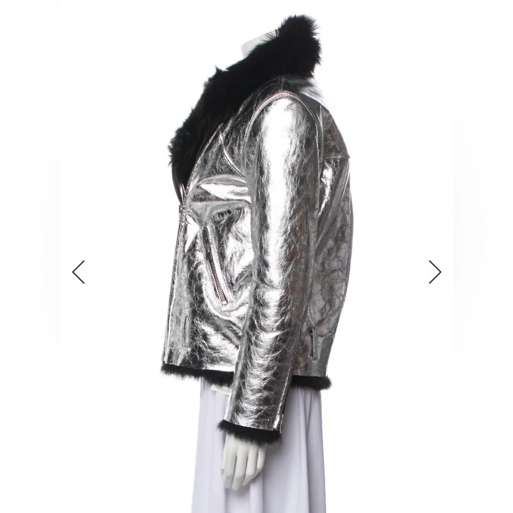 IRO Silver Shearling Leather Jacket - Picture 4 of 10